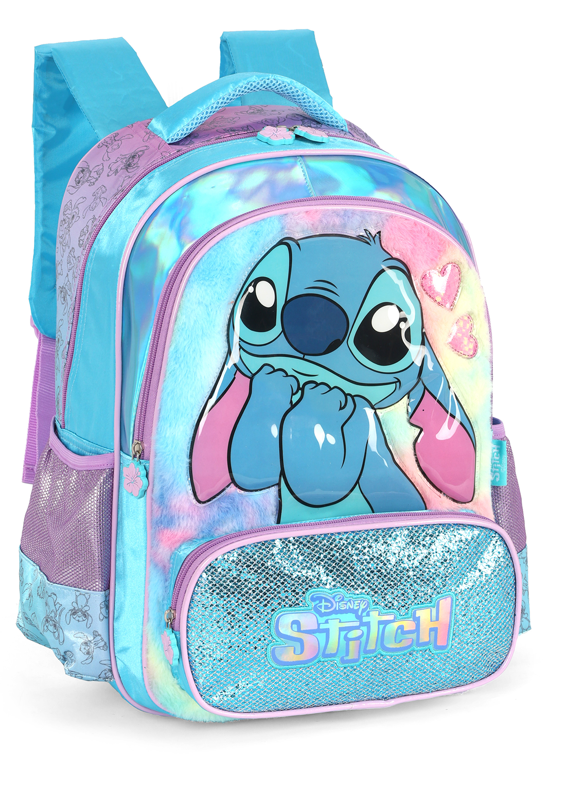 Mochila Infantil Costas da Lilo Stitch e Angel Azul