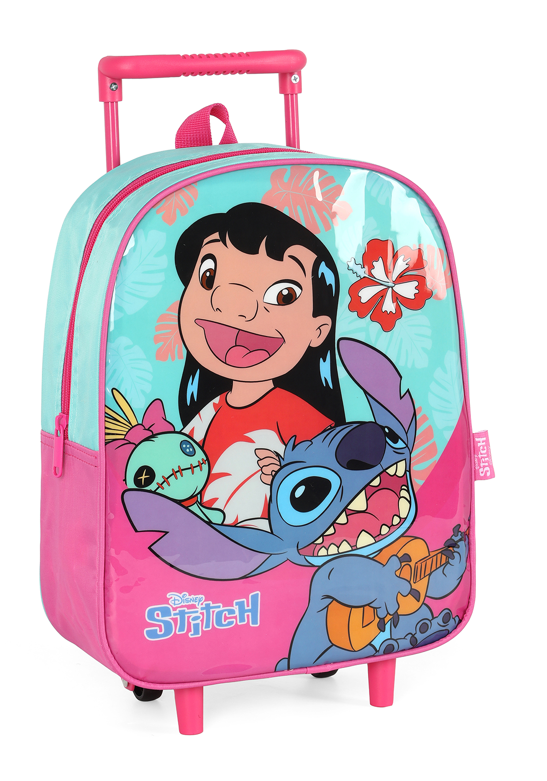 Mochila Infantil Pequena C/ Rodinhas da Lilo Stitch e Angel Verde