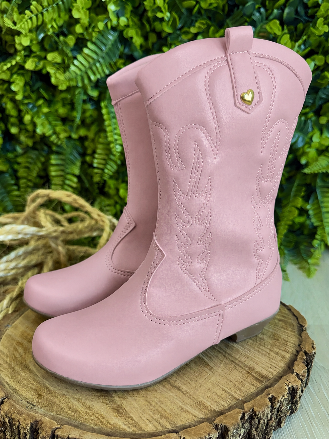 Bota infantil Boiadeira Texana Com Zíper e Salto Rosa