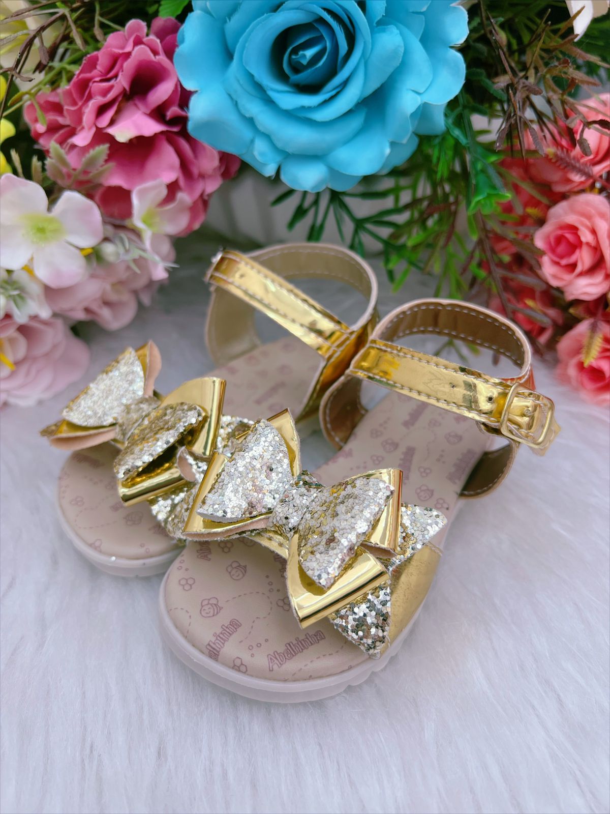 Sandália Ouro Com Laço Luxo