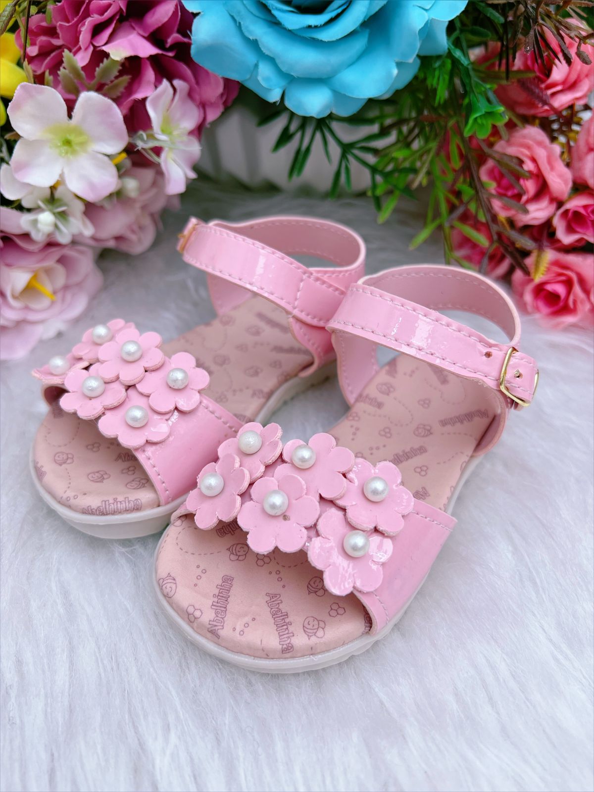 Sandália Rosa Com Florzinha Luxo