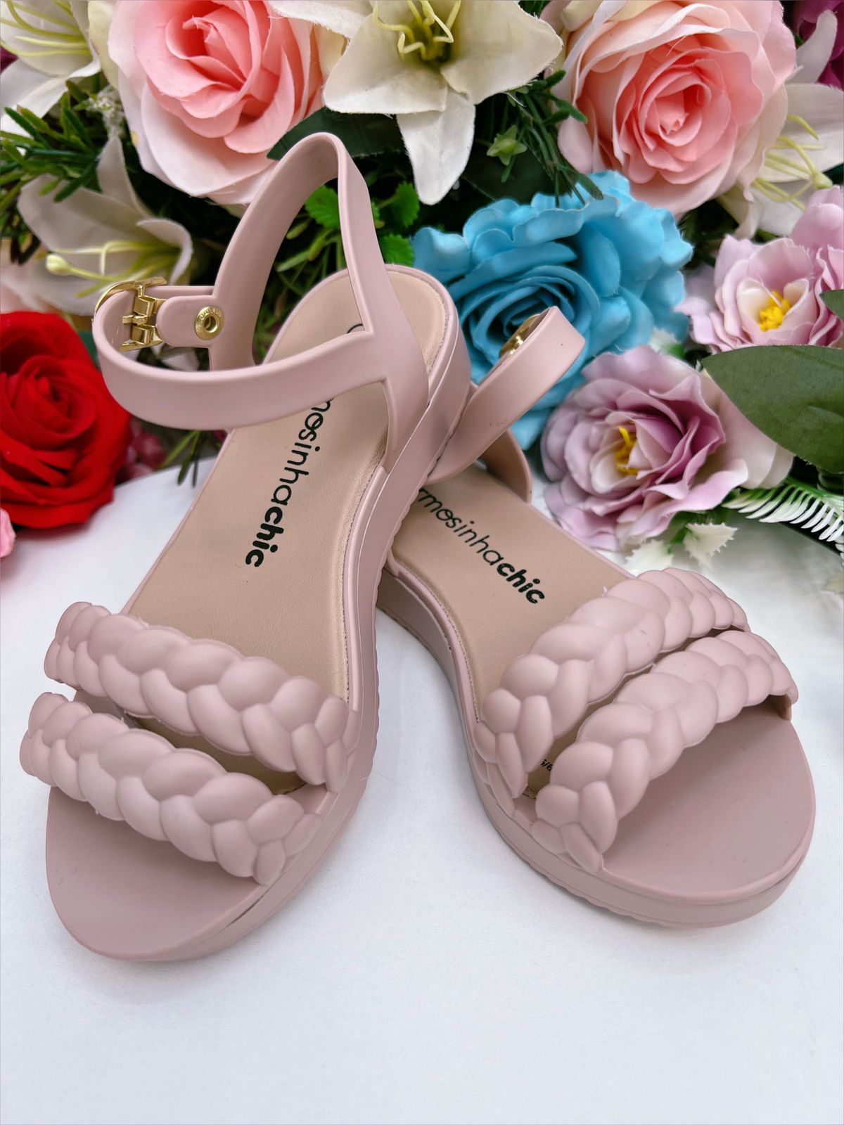 Sandália Infantil Flat Trançada Blush Luxo