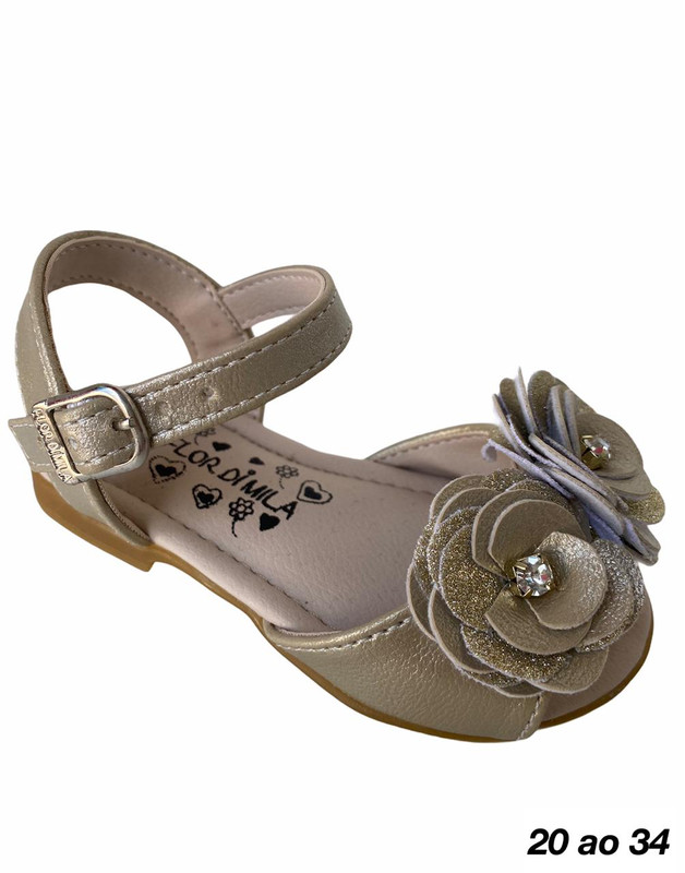 Sandália Ouro Fosco Flor e Strass