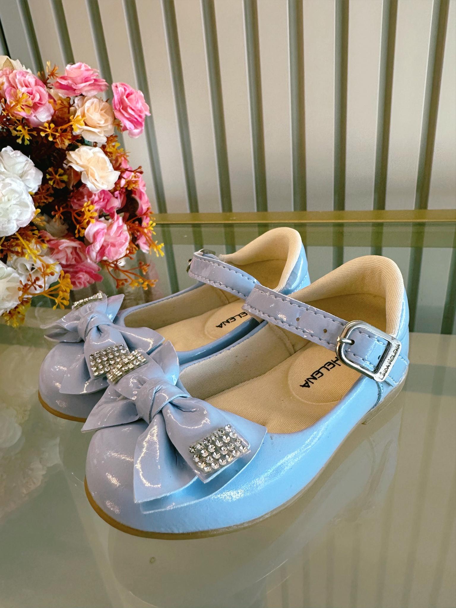 Sapatinho Azul Bebê Verniz C/ Aplique de Lacinho e Strass - Rosa ...