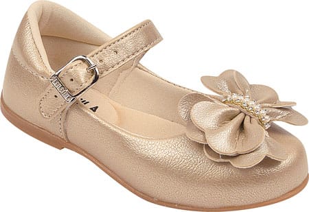 Sapatinho Dourado Flor Strass