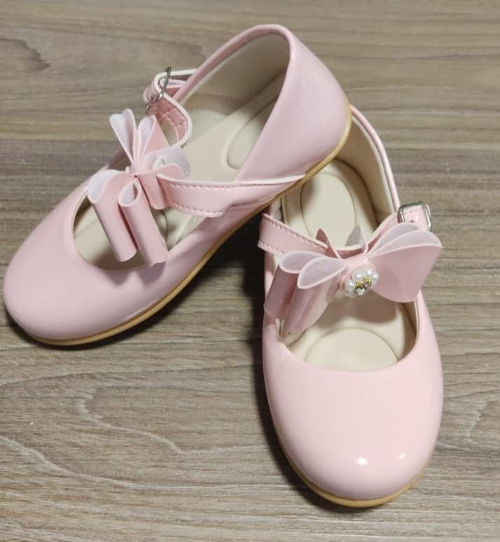 Sapatinho Infantil Rosa Verniz com Lacinho e Strass Luxo