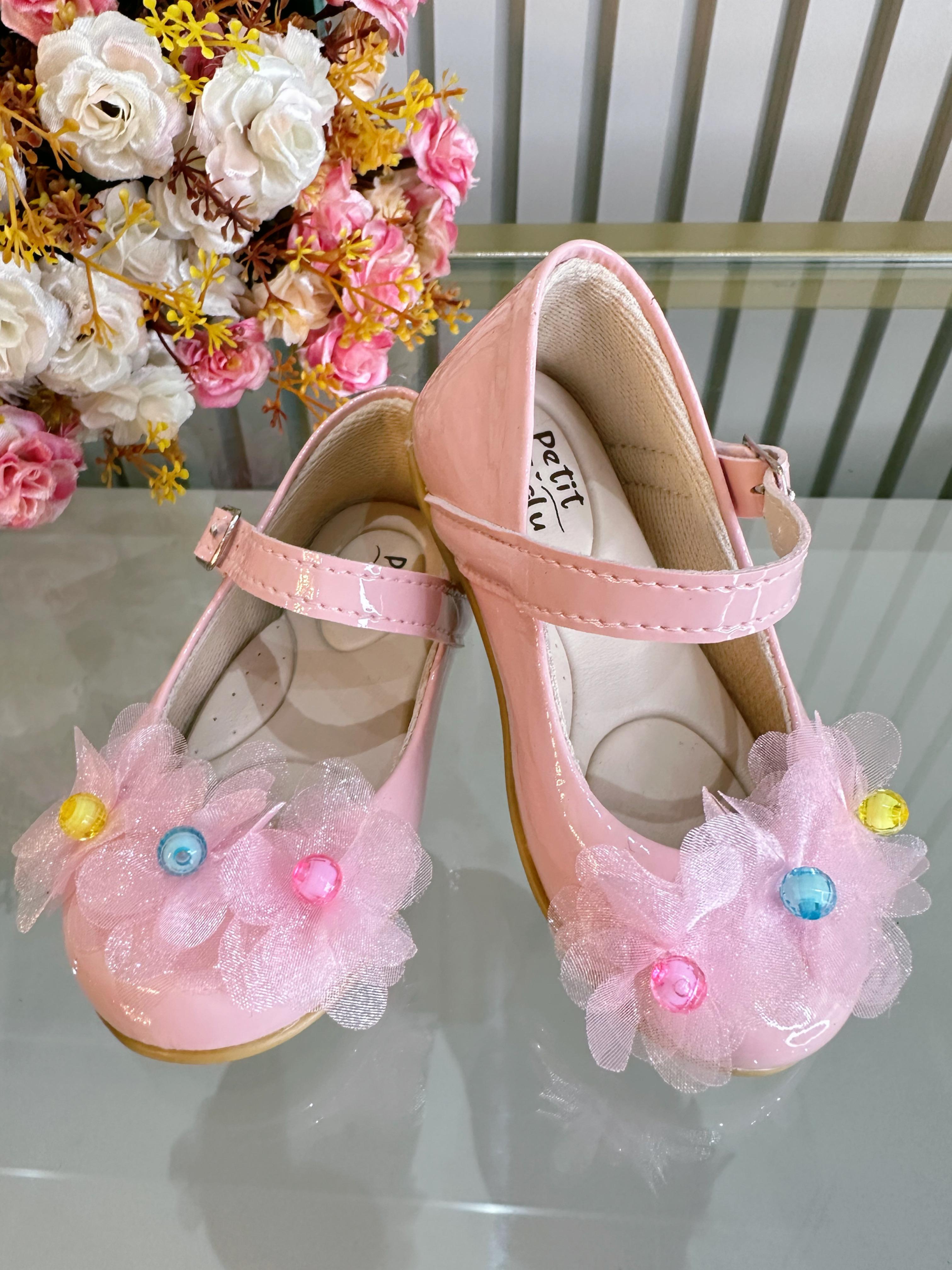 Sapatinho Infantil Rosa Verniz Jardim Encantado Luxo