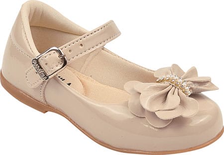 Sapatinho Marfim Verniz Flor Strass