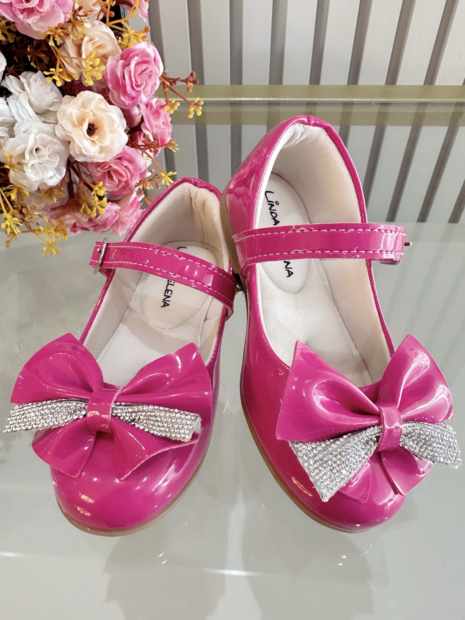 Sapatinho Pink Verniz Luxo Com Aplique de Lacinho