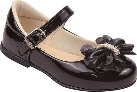 Sapatinho Preto Verniz Flor Strass