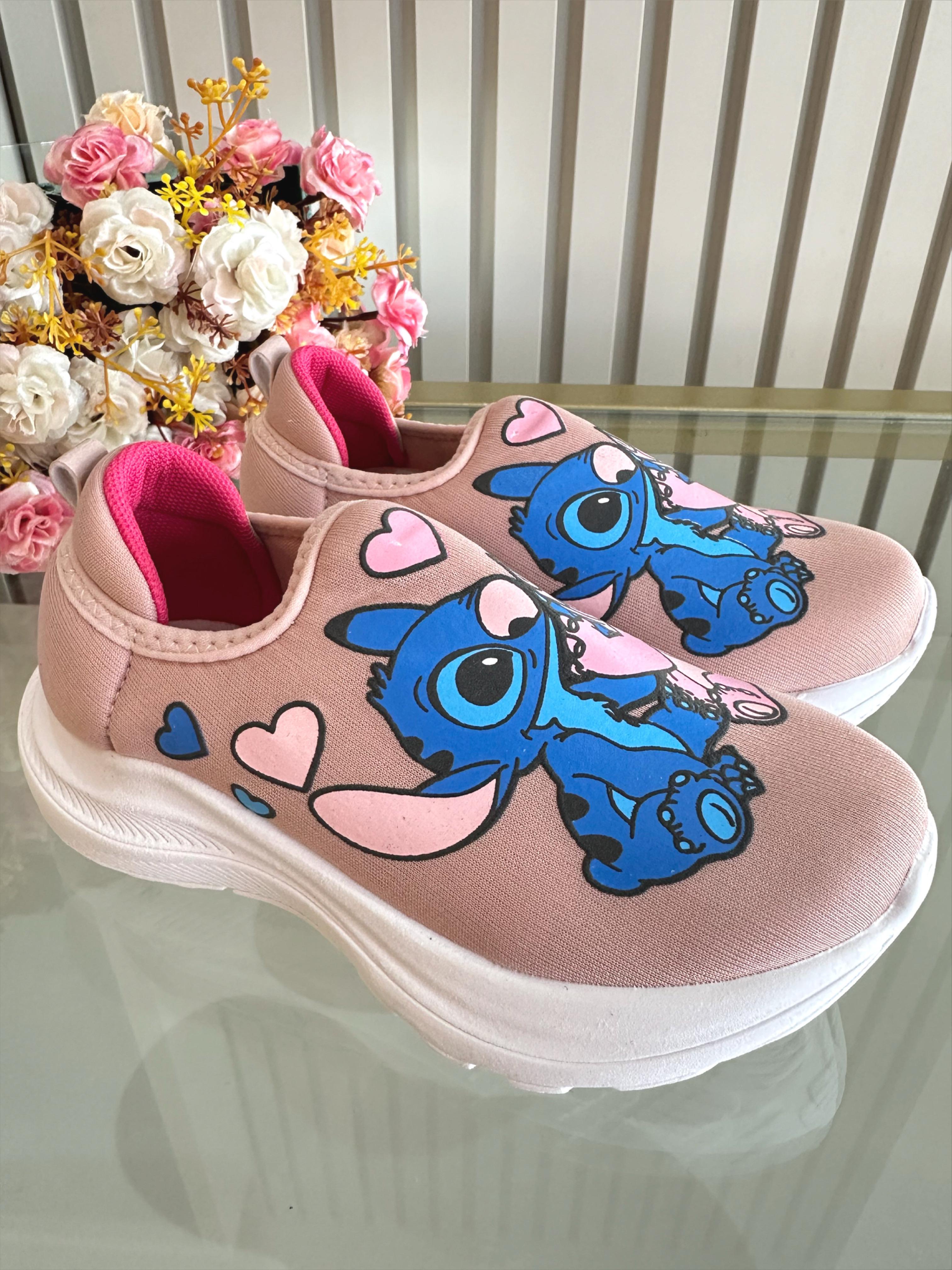 Tênis Calce Fácil Meninas Temático Lilo Stitch e Angel Nude