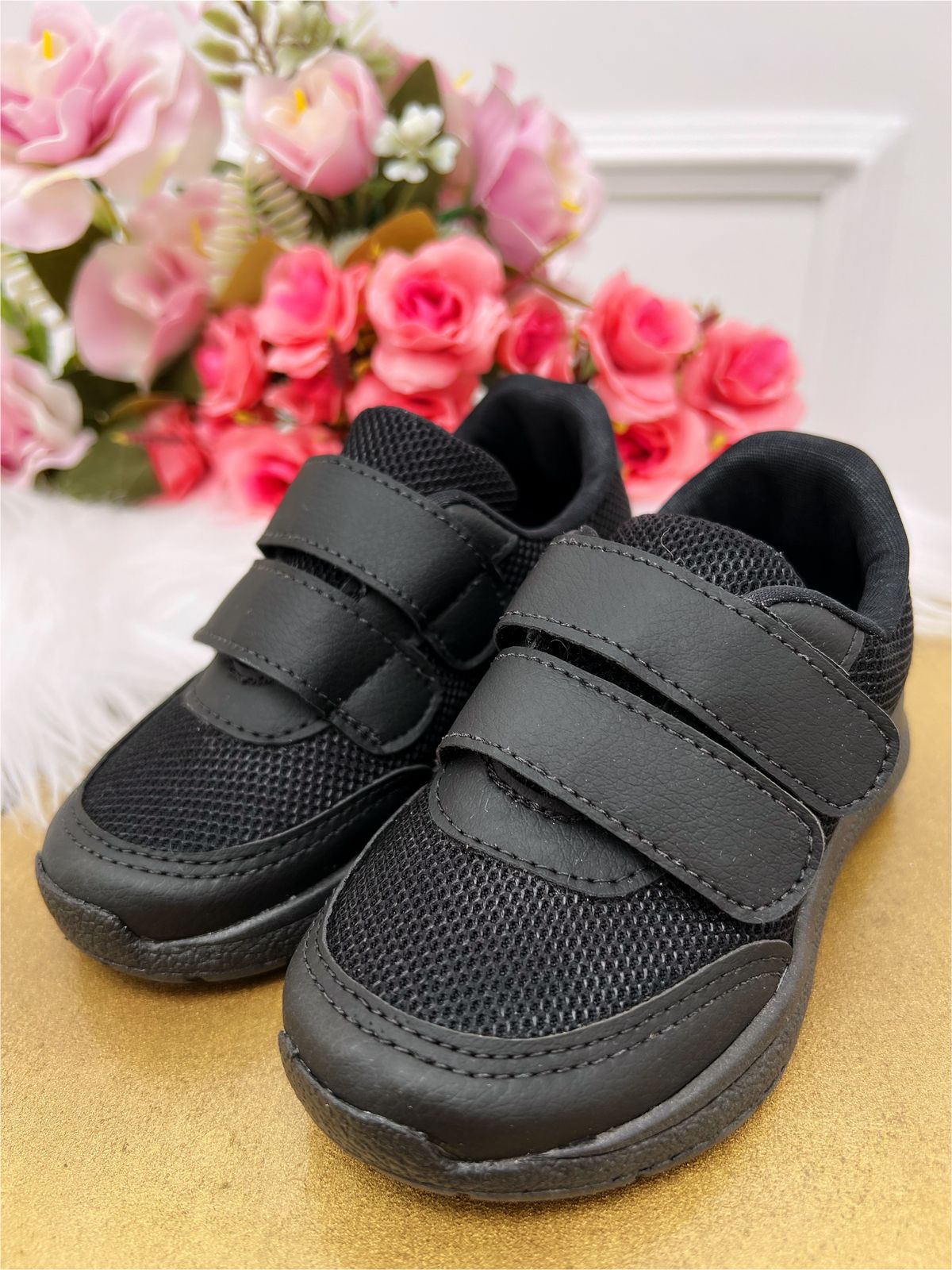 Tênis Preto Com Velcro Meninos Meninas