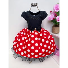 Vestido Infantil Minnie Lady Bug Vermelha Bolas Brancas Luxo