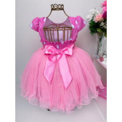 Vestido Infantil Rosa Minnie Luxo Festas de Princesas