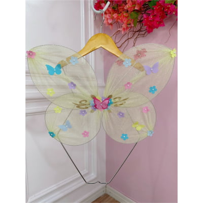 Asa Borboleta Amarelo Bebê Jardim Encantado Fada Super Luxo