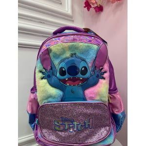 Mochila Infantil C/ Rodinhas do Lilo Stitch e Angel Azul ou Roxo