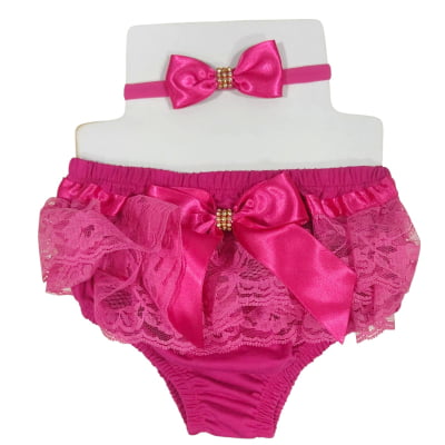 Kit Calcinha Bunda Rica C/ Faixa e Lacinho Strass Várias Cores