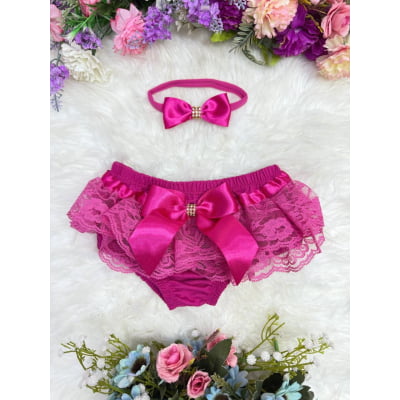Kit Calcinha Bunda Rica C/ Faixa e Lacinho Strass Várias Cores