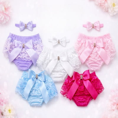 Kit Calcinha Bunda Rica C/ Faixa e Lacinho Strass Várias Cores