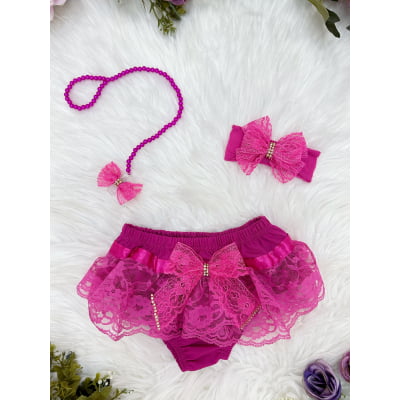 Kit Calcinha Bunda Rica Com Faixa e Prendedor Várias Cores