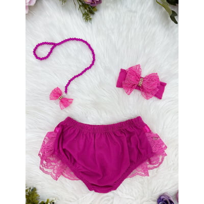 Kit Calcinha Bunda Rica Com Faixa e Prendedor Várias Cores