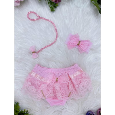 Kit Calcinha Bunda Rica Com Faixa e Prendedor Várias Cores