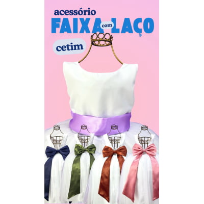 Faixa ajustável com Laço feitos de cetim várias cores para Vestidos 3 Faixa ajustável com Laço feitos de cetim várias cores para Vestidos 3