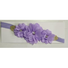 Faixinha de Cabelo Bebê Laço Lilás Strass Florzinha