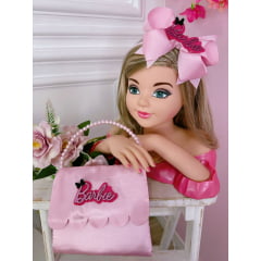 Kit Infantil Tiara e Bolsinha da Barbie Rosa