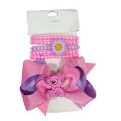 1 Kit Laço e Pulseira Infantil da Lilo Angel e Stitch
