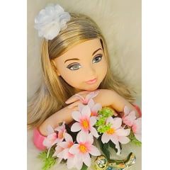 Flor Pompom Branco Com Bico de Pato Luxo