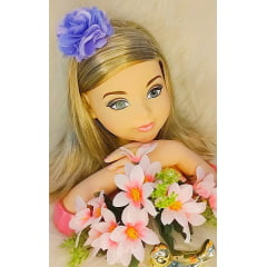 Flor Pompom Lilás Com Bico de Pato Luxo