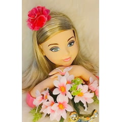 Flor Pompom Pink Com Bico de Pato Luxo