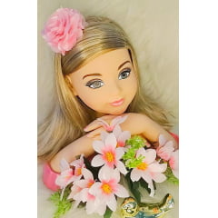 Flor Pompom Rosa Bebê Com Bico de Pato Luxo