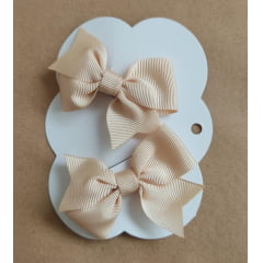 Kit de Dois Laço Baby Infantil Bege Nó Bico de Pato