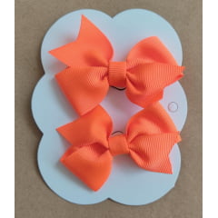 Kit de Dois Laço Baby Infantil Laranja Neon Nó Bico de Pato