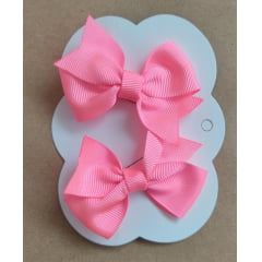 Kit de Dois Laço Baby Infantil Rosa Neon Nó Bico de Pato