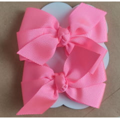 Kit de Dois Laços Infantil Rosa Neon Nó Bico de Pato