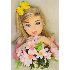 Laço Infantil Amarelo Com Pompom e Bico de Pato