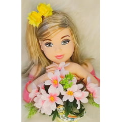 Laço Infantil Amora Amarelo Com Nó e Bico de Pato Pérolas