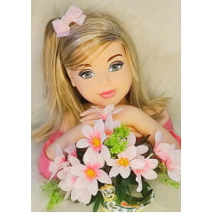 Laço Infantil Baby Rosa Bebê Com Bico de Pato Pérolas
