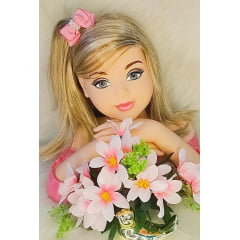 Laço Infantil Baby Rosa Com Bico de Pato Pérolas