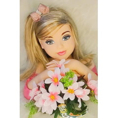 Laço Infantil Baby Rose Com Bico de Pato Pérolas