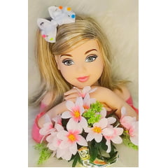 Laço Infantil Branco Com Pompom e Bico de Pato