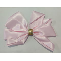 Laço Infantil Cetim Rosa C/ Strass