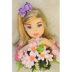 Laço Infantil Lilás Com Pompom e Bico de Pato