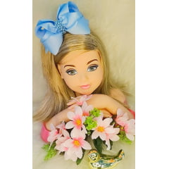Laço Infantil Maxx Azul Bebê C/ Pérolas e Bico de Pato
