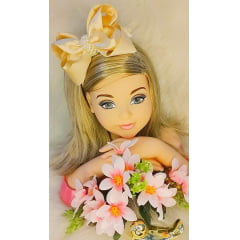 Laço Infantil Maxx Nude Bebê C/ Pérolas e Bico de Pato