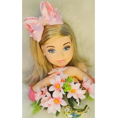 Laço Infantil Maxx Rosa C/ Pérolas e Bico de Pato