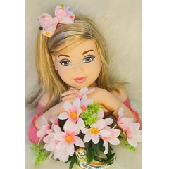 Laço Infantil Rosa Bebê Com Pompom e Bico de Pato